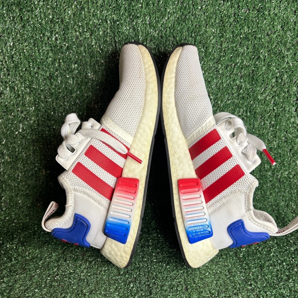 Adidas NMD R1 Firecracker Mesh Boost Running Shoes White Red Blue Youth Size 4.5 - Picture 6 of 9
